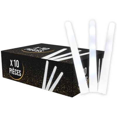 SPARKLERS CLUB Lot de 10 Batons Lumineux LED Couleur 40cm Baton a Mousse Lumineux pour Mariage et Fêtes avec Piles Incluses 3 Modes de Clignotement Livraison 24/48h (Blanc) SPARKLERS CLUB Lot de 10 Batons Lumineux LED Couleur 40cm Baton a Mousse Lumineux pour Mariage et Fêtes avec Piles Incluses 3 Modes de Clignotement Livraison 24/48h (Blanc)
