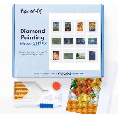 Figured’Art Mini Série Diamond Painting Coffret Premium 12 toiles de 15x18cm Œuvres célèbres Broderie Diamant avec Strass Carrés Kit Complet 5D DIY Activité Manuelle Loisirs Créatifs Adultes Figured’Art Mini Série Diamond Painting Coffret Premium 12 toiles de 15x18cm Œuvres célèbres Broderie Diamant avec Strass Carrés Kit Complet 5D DIY Activité Manuelle Loisirs Créatifs Adultes