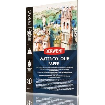 Derwent Bloc de papier aquarelle A5 blanc 12 feuilles Derwent Bloc de papier aquarelle A5 blanc 12 feuilles