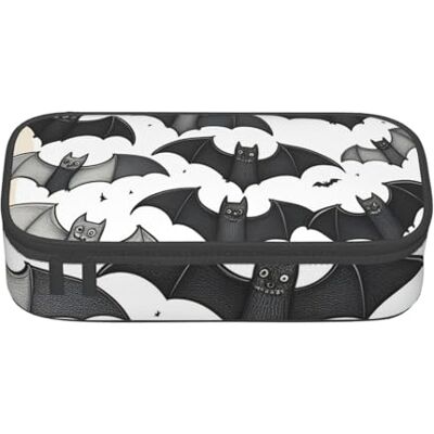 BGSHJVF Trousse à crayons haute capacité avec imprimé chauve-souris volantes d'Halloween, tissu Oxford, crayons, stylos, plusieurs compartiments, design élégant BGSHJVF Trousse à crayons haute capacité avec imprimé chauve-souris volantes d'Halloween, tissu Oxford, crayons, stylos, plusieurs compartiments, design élégant