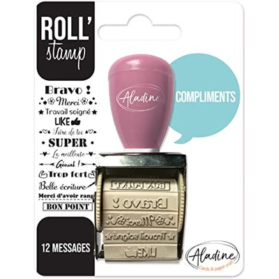 Aladine Roll' Stamp Compliments Tampon à Molette 12 Messages à Tamponner Partout Idéal pour Bullet Journal, Scrapbooking 2159 Noir Aladine Roll' Stamp Compliments Tampon à Molette 12 Messages à Tamponner Partout Idéal pour Bullet Journal, Scrapbooking 2159 Noir