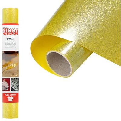 SISER ® Sparkle Yellow Jaune, 30 cm x 0,5 m, Vinyle thermotransférable thermocollant effet pailleté brillant pour personnaliser les tissus, vêtements et accessoires, loisirs créatifs, facile à couper SISER ® Sparkle Yellow Jaune, 30 cm x 0,5 m, Vinyle thermotransférable thermocollant effet pailleté brillant pour personnaliser les tissus, vêtements et accessoires, loisirs créatifs, facile à couper