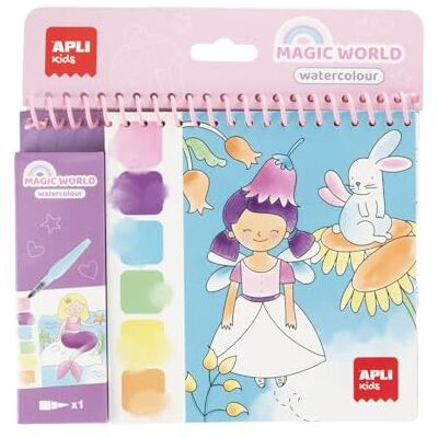 Apli kids 20574 Bloc aquarelle avec palette intégrée et pinceau Apli kids 20574 Bloc aquarelle avec palette intégrée et pinceau