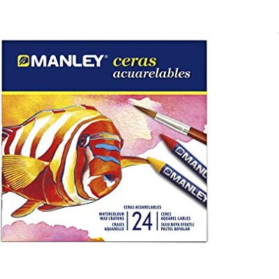 Manley Crayons cire aquarellable boîte de 24 unités, couleurs assorties Manley Crayons cire aquarellable boîte de 24 unités, couleurs assorties