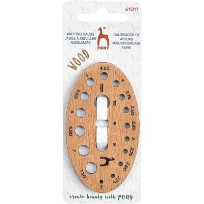 Jauge à tricoter ovale en bois Pony - Outil de tricot Jauge à tricoter ovale en bois Pony - Outil de tricot