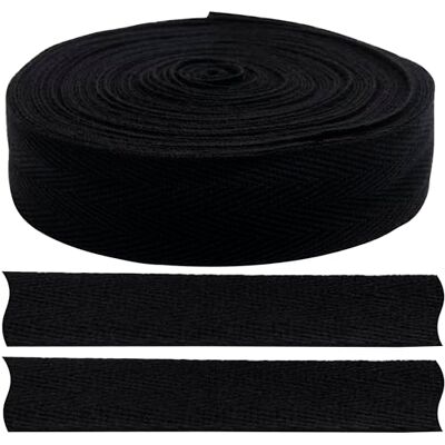 AERZETIX C77591 Ruban gallon sergé à chevrons 9 mètres x 25 mm en coton Noir AERZETIX C77591 Ruban gallon sergé à chevrons 9 mètres x 25 mm en coton Noir