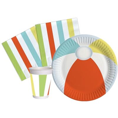 Ciao Kit Vaisselle de Fête Summer Party pour 8 personnes (36 pcs: 8 assiettes Ø23cm, 8 gobelets 250ml, 20 serviettes 33x33cm) en papier compostable eco-friendly Ciao Kit Vaisselle de Fête Summer Party pour 8 personnes (36 pcs: 8 assiettes Ø23cm, 8 gobelets 250ml, 20 serviettes 33x33cm) en papier compostable eco-friendly