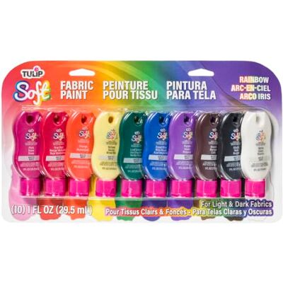 TULIP I Love To Create Lot de 10 peintures pour tissu doux Arc-en-ciel Multicolore 29,5 ml TULIP I Love To Create Lot de 10 peintures pour tissu doux Arc-en-ciel Multicolore 29,5 ml