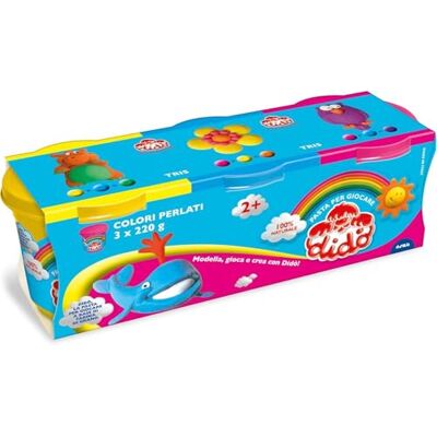 DIDO' TRIS pots de pâte pour jouer 220g dans les couleurs nacrées DIDO' TRIS pots de pâte pour jouer 220g dans les couleurs nacrées
