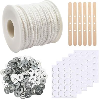 Eurtes mèche de bougie 1600 cm, 75 brins naturels pour bougies épaisses, bases métal et autocollants Eurtes mèche de bougie 1600 cm, 75 brins naturels pour bougies épaisses, bases métal et autocollants