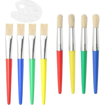 MEMOFYND Lot de 8 pinceaux de peinture pour enfants – Lavables pour dessin et griffonnage – Convient pour les matériaux colorants en âge préscolaire (4 pointes) MEMOFYND Lot de 8 pinceaux de peinture pour enfants – Lavables pour dessin et griffonnage – Convient pour les matériaux colorants en âge préscolaire (4 pointes)
