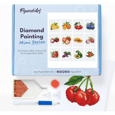 Figured’Art Mini Série Diamond Painting Coffret Premium 12 toiles de 15x18cm Fruits Broderie Diamant avec Strass Carrés Kit Complet 5D DIY Activité Manuelle Loisirs Créatifs Adultes Figured’Art Mini Série Diamond Painting Coffret Premium 12 toiles de 15x18cm Fruits Broderie Diamant avec Strass Carrés Kit Complet 5D DIY Activité Manuelle Loisirs Créatifs Adultes