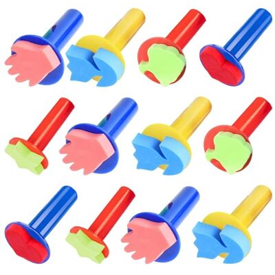 Wekuw Éponges de peinture pour enfants, 15 pièces, brosse en éponge, pinceaux de peinture, kit d'outils de dessin de mousses brosses, pour peindre, graffiti, bricolage fait à la main (5 styles) Wekuw Éponges de peinture pour enfants, 15 pièces, brosse en éponge, pinceaux de peinture, kit d'outils de dessin de mousses brosses, pour peindre, graffiti, bricolage fait à la main (5 styles)