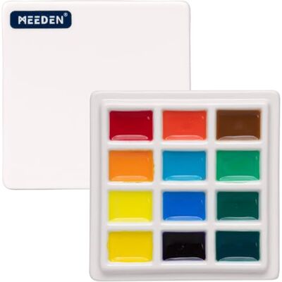 MEEDEN Palette de peinture en porcelaine avec couvercle, plateau de mélange en céramique Peminum 12 puits pour peinture aquarelle, gouache, facile à nettoyer MEEDEN Palette de peinture en porcelaine avec couvercle, plateau de mélange en céramique Peminum 12 puits pour peinture aquarelle, gouache, facile à nettoyer