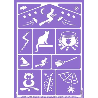 Grim'tout - OZ International GRIM'TOUT Pochoir Maquillage Enfant Magie 21x15 cm Reutilisable et Lavable Fête, Kermesse et Anniversaire Kit Peinture Visage, Dessin, Tatouage Temporaire Fille, Garçon Grim'tout - OZ International GRIM'TOUT Pochoir Maquillage Enfant Magie 21x15 cm Reutilisable et Lavable Fête, Kermesse et Anniversaire Kit Peinture Visage, Dessin, Tatouage Temporaire Fille, Garçon