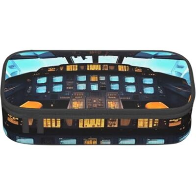 BGSHJVF Trousse à crayons haute capacité en tissu Oxford avec imprimé cockpit Plusieurs compartiments Design élégant BGSHJVF Trousse à crayons haute capacité en tissu Oxford avec imprimé cockpit Plusieurs compartiments Design élégant