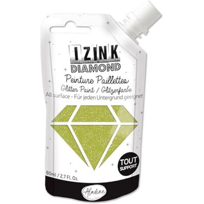 Aladine Izink Diamond Peinture Pailletée Ultra Concentrée en Paillettes Décoration Tout Support DIY et Loisirs Créatifs Made in France Gourde Souple 80 ml Vert Clair Aladine Izink Diamond Peinture Pailletée Ultra Concentrée en Paillettes Décoration Tout Support DIY et Loisirs Créatifs Made in France Gourde Souple 80 ml Vert Clair