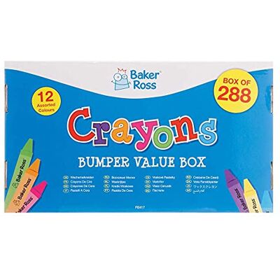 Baker Ross FE417 Pack économique des crayons de cire Lot de 288, fournitures de scrapbooking, fournitures d'art pour enfants, crayons pour enfants Baker Ross FE417 Pack économique des crayons de cire Lot de 288, fournitures de scrapbooking, fournitures d'art pour enfants, crayons pour enfants