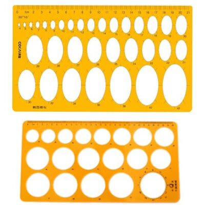 YLUFAC Lot de 2 pochoirs circulaires pour dessin, ellipse, quilling, transparent, orange, pochoirs de mesure numériques, règles pour le bureau et l'école, la construction, le coffrage, les dessins YLUFAC Lot de 2 pochoirs circulaires pour dessin, ellipse, quilling, transparent, orange, pochoirs de mesure numériques, règles pour le bureau et l'école, la construction, le coffrage, les dessins