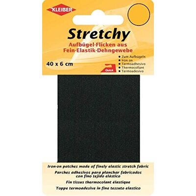 Kleiber 40 x 6 cm Ruban élastique thermocollant réparation vêtements, Noir Kleiber 40 x 6 cm Ruban élastique thermocollant réparation vêtements, Noir