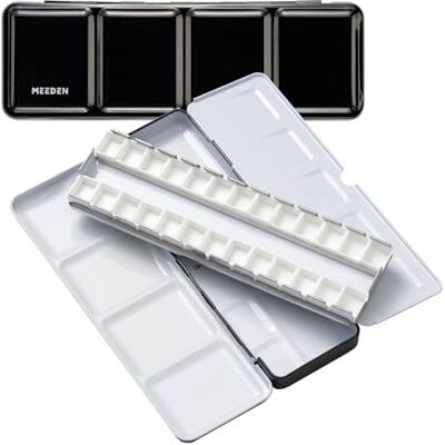 MEEDEN Palette Aquarelle Vide de Poche: Boîte Aquarelle de Voyage en Métal avec 24 Demi-godets Palette de Peinture Portable pour Artistes et Amateurs de Peinture MEEDEN Palette Aquarelle Vide de Poche: Boîte Aquarelle de Voyage en Métal avec 24 Demi-godets Palette de Peinture Portable pour Artistes et Amateurs de Peinture
