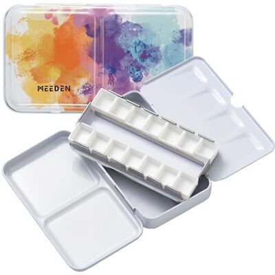 MEEDEN Palette Aquarelle Vide de Poche: Boîte Aquarelle de Voyage en Métal avec 12 Demi-godets Palette de Peinture Portable pour Artistes et Amateurs de Peinture MEEDEN Palette Aquarelle Vide de Poche: Boîte Aquarelle de Voyage en Métal avec 12 Demi-godets Palette de Peinture Portable pour Artistes et Amateurs de Peinture