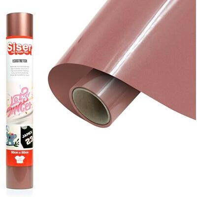 SISER EcoStretch Rose Gold, 30 cm x 0,5 m, vinyle thermotransférable thermocollant élastique et polyvalent pour la personnalisation des tissus et vêtements de sport, facile à couper SISER EcoStretch Rose Gold, 30 cm x 0,5 m, vinyle thermotransférable thermocollant élastique et polyvalent pour la personnalisation des tissus et vêtements de sport, facile à couper