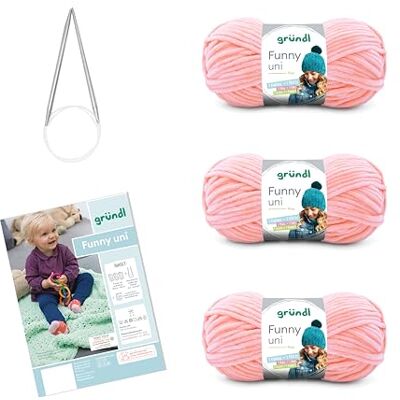 Gründl Funny Lot de 3 pelotes de laine chenille veloutée pour tricot et crochet 3 x 100 g + aiguilles 5-6 + instructions pour couverture de bébé et ouate de sucre Gründl Funny Lot de 3 pelotes de laine chenille veloutée pour tricot et crochet 3 x 100 g + aiguilles 5-6 + instructions pour couverture de bébé et ouate de sucre