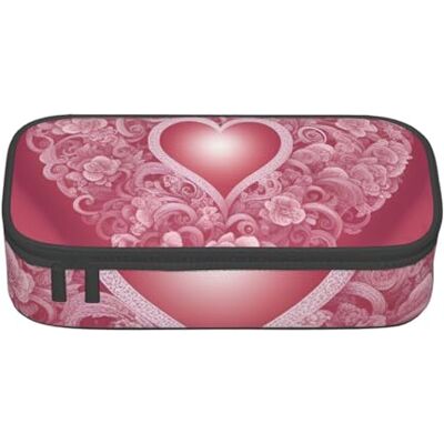 BGSHJVF Trousse à crayons romantique en tissu Oxford avec motif cœur et plusieurs compartiments BGSHJVF Trousse à crayons romantique en tissu Oxford avec motif cœur et plusieurs compartiments
