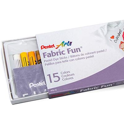 Pentel PTS-15 Boite de 15 Pastels pour Tissus Couleurs Assorties Pentel PTS-15 Boite de 15 Pastels pour Tissus Couleurs Assorties