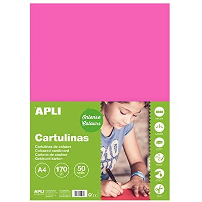 APLI 14248-50 Feuilles de papier cartonné Couleur : Fuhsia Format : A4 APLI 14248-50 Feuilles de papier cartonné Couleur : Fuhsia Format : A4