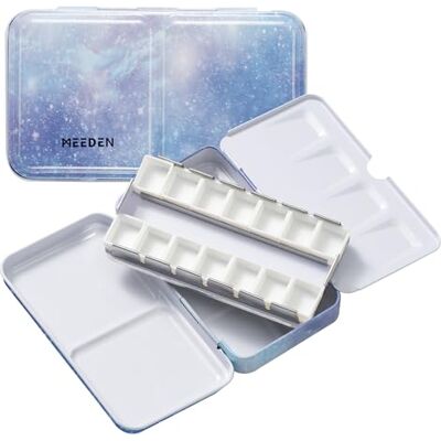 MEEDEN Palette Aquarelle Vide de Poche: Boîte Aquarelle de Voyage en Métal avec 12 Demi-godets Palette de Peinture Portable pour Artistes et Amateurs de Peinture MEEDEN Palette Aquarelle Vide de Poche: Boîte Aquarelle de Voyage en Métal avec 12 Demi-godets Palette de Peinture Portable pour Artistes et Amateurs de Peinture
