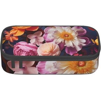 BGSHJVF Belle trousse à crayons haute capacité en tissu Oxford avec imprimé de fleurs, plusieurs compartiments, design élégant BGSHJVF Belle trousse à crayons haute capacité en tissu Oxford avec imprimé de fleurs, plusieurs compartiments, design élégant