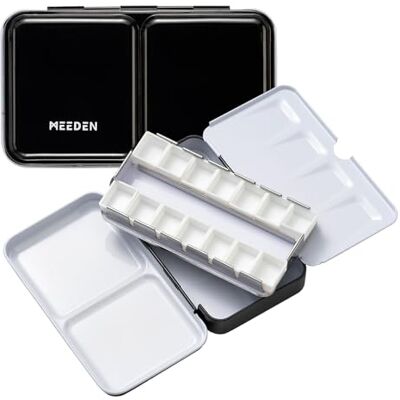 MEEDEN Palette Aquarelle Vide de Poche: Boîte Aquarelle de Voyage en Métal avec 12 Demi-godets Palette de Peinture Portable pour Artistes et Amateurs de Peinture MEEDEN Palette Aquarelle Vide de Poche: Boîte Aquarelle de Voyage en Métal avec 12 Demi-godets Palette de Peinture Portable pour Artistes et Amateurs de Peinture