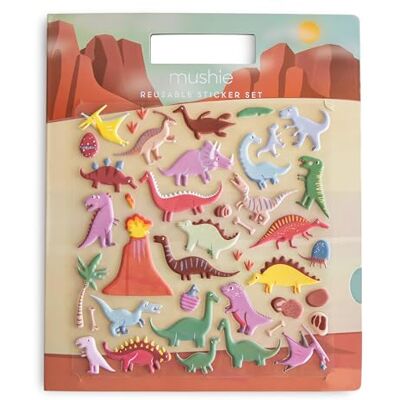 MUSHIE Livre d'autocollants réutilisable dinosaure - Livre d'autocollants MUSHIE Livre d'autocollants réutilisable dinosaure - Livre d'autocollants