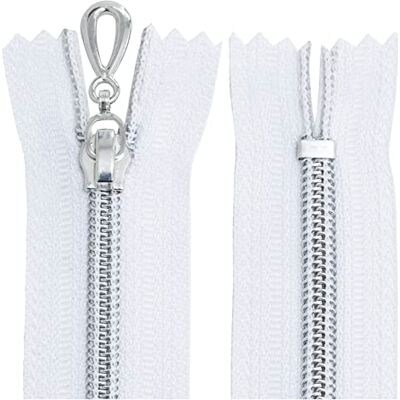 AERZETIX C64060 Lot de 10 fermetures éclair en spirale N°5 16 cm Non séparable autobloquant Filet en nylon argenté tirette curseur en métal Couleur blanche mercerie AERZETIX C64060 Lot de 10 fermetures éclair en spirale N°5 16 cm Non séparable autobloquant Filet en nylon argenté tirette curseur en métal Couleur blanche mercerie