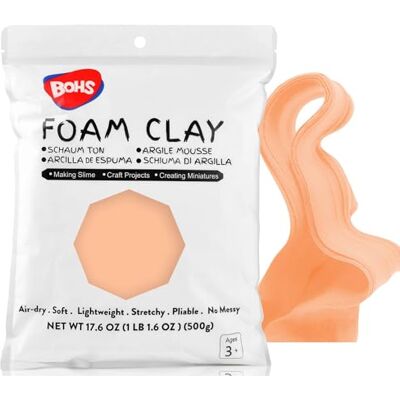 BOHS Argile de modelage de slime et de mousse de couleur pêche sèche à l'air libre pour les arts et l'artisanat d'âge préscolaire 500 g BOHS Argile de modelage de slime et de mousse de couleur pêche sèche à l'air libre pour les arts et l'artisanat d'âge préscolaire 500 g