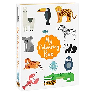 BIC My Colouring Box Kit de Coloriage avec 12 Feutres/18 Crayons de Couleurs/6 Colles Pailletées, 1 Livre de Coloriage et 36 Autocollants BIC My Colouring Box Kit de Coloriage avec 12 Feutres/18 Crayons de Couleurs/6 Colles Pailletées, 1 Livre de Coloriage et 36 Autocollants