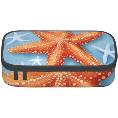BGSHJVF Trousse à crayons haute capacité en tissu Oxford avec imprimé étoiles de mer sur fond bleu, pour crayons, stylos, plusieurs compartiments, design élégant BGSHJVF Trousse à crayons haute capacité en tissu Oxford avec imprimé étoiles de mer sur fond bleu, pour crayons, stylos, plusieurs compartiments, design élégant