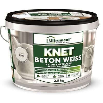 Ultrament Béton à modeler blanc, béton créatif, pâte à modeler, base pour pigments, idéal pour le moulage et le modelage, béton à modeler, 2,5 kg Ultrament Béton à modeler blanc, béton créatif, pâte à modeler, base pour pigments, idéal pour le moulage et le modelage, béton à modeler, 2,5 kg