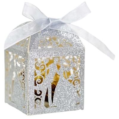 WJLYDM Lot de 50/100/200 boîtes à bonbons en papier pailleté pour mariage, mariage, Saint-Valentin, fête de Saint-Valentin (paillettes argentées, 200 _ 5 x 5 x 8 cm (sans étiquette) WJLYDM Lot de 50/100/200 boîtes à bonbons en papier pailleté pour mariage, mariage, Saint-Valentin, fête de Saint-Valentin (paillettes argentées, 200 _ 5 x 5 x 8 cm (sans étiquette)