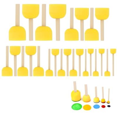 MXTIMWAN Lot de 25 pinceaux éponge ronds pour peinture, graffiti, bricolage, 5 tailles MXTIMWAN Lot de 25 pinceaux éponge ronds pour peinture, graffiti, bricolage, 5 tailles