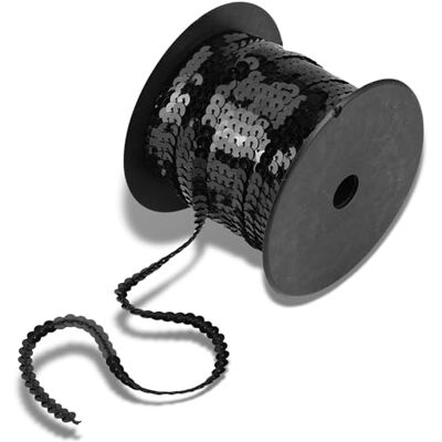 Semme Paillettes Rolls de 100 Yards, 6 mm cordon de paillettes pour noces, Lustrins Paillettes Piatte Trim Paillette Spool String Fil Brillant Accessoires pour Dress Embellish Headband (noir) Semme Paillettes Rolls de 100 Yards, 6 mm cordon de paillettes pour noces, Lustrins Paillettes Piatte Trim Paillette Spool String Fil Brillant Accessoires pour Dress Embellish Headband (noir)