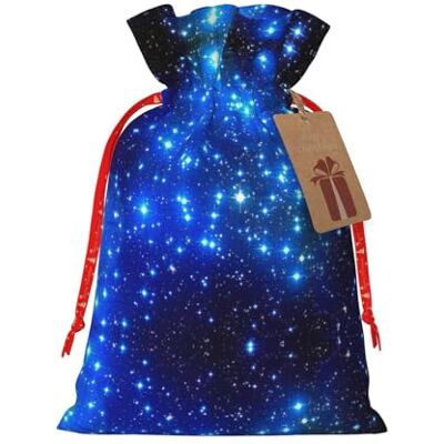 SDFHU Sacs cadeaux de Noël avec cordon de serrage Motif étoiles bleues brillantes SDFHU Sacs cadeaux de Noël avec cordon de serrage Motif étoiles bleues brillantes