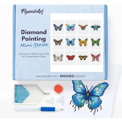Figured’Art Mini Série Diamond Painting Coffret Premium 12 toiles de 15x18cm Papillons 3 Broderie Diamant avec Strass Carrés Kit Complet 5D DIY Activité Manuelle Loisirs Créatifs Adultes Figured’Art Mini Série Diamond Painting Coffret Premium 12 toiles de 15x18cm Papillons 3 Broderie Diamant avec Strass Carrés Kit Complet 5D DIY Activité Manuelle Loisirs Créatifs Adultes
