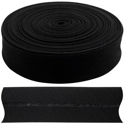 AERZETIX C77367 Ruban en biais plié 9 mètres x 18mm en coton couleur noire passepoil gallon vêtements oreillers couettes AERZETIX C77367 Ruban en biais plié 9 mètres x 18mm en coton couleur noire passepoil gallon vêtements oreillers couettes