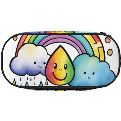 YQxwJL Trousse à crayons de grande capacité avec motif gouttes de pluie et nuages arc-en-ciel Noir YQxwJL Trousse à crayons de grande capacité avec motif gouttes de pluie et nuages arc-en-ciel Noir