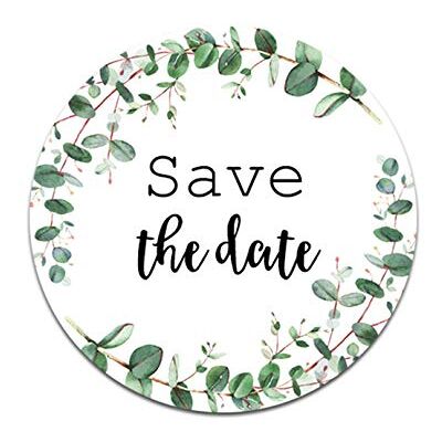Nastami Lot de 50 autocollants de mariage Save The Date Eucalyptus Save The Date Nastami Lot de 50 autocollants de mariage Save The Date Eucalyptus Save The Date