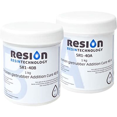 RESION Dureté : 40 Shore A flexible Caoutchouc de coulée en silicone liquide Pâte de moulage pour la fabrication de moules et les projets créatifs 1 kg RESION Dureté : 40 Shore A flexible Caoutchouc de coulée en silicone liquide Pâte de moulage pour la fabrication de moules et les projets créatifs 1 kg