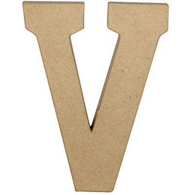 décopatch AC873C Un support en papier brun mâché 15,3x2,5x20 cm, Lettre majuscule V décopatch AC873C Un support en papier brun mâché 15,3x2,5x20 cm, Lettre majuscule V